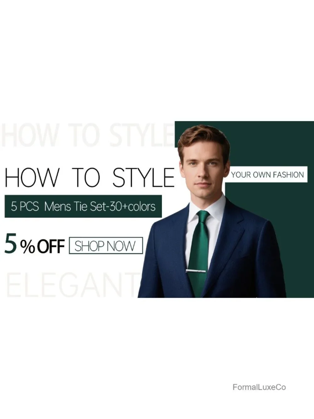 Men's Silk Tie Set with Cufflinks, Tie Clip & Lapel Pin - Wedding Business
